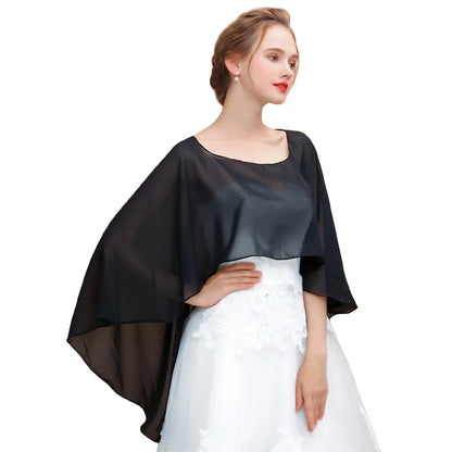 Étole Mariée Cape Mousseline Asymétrique