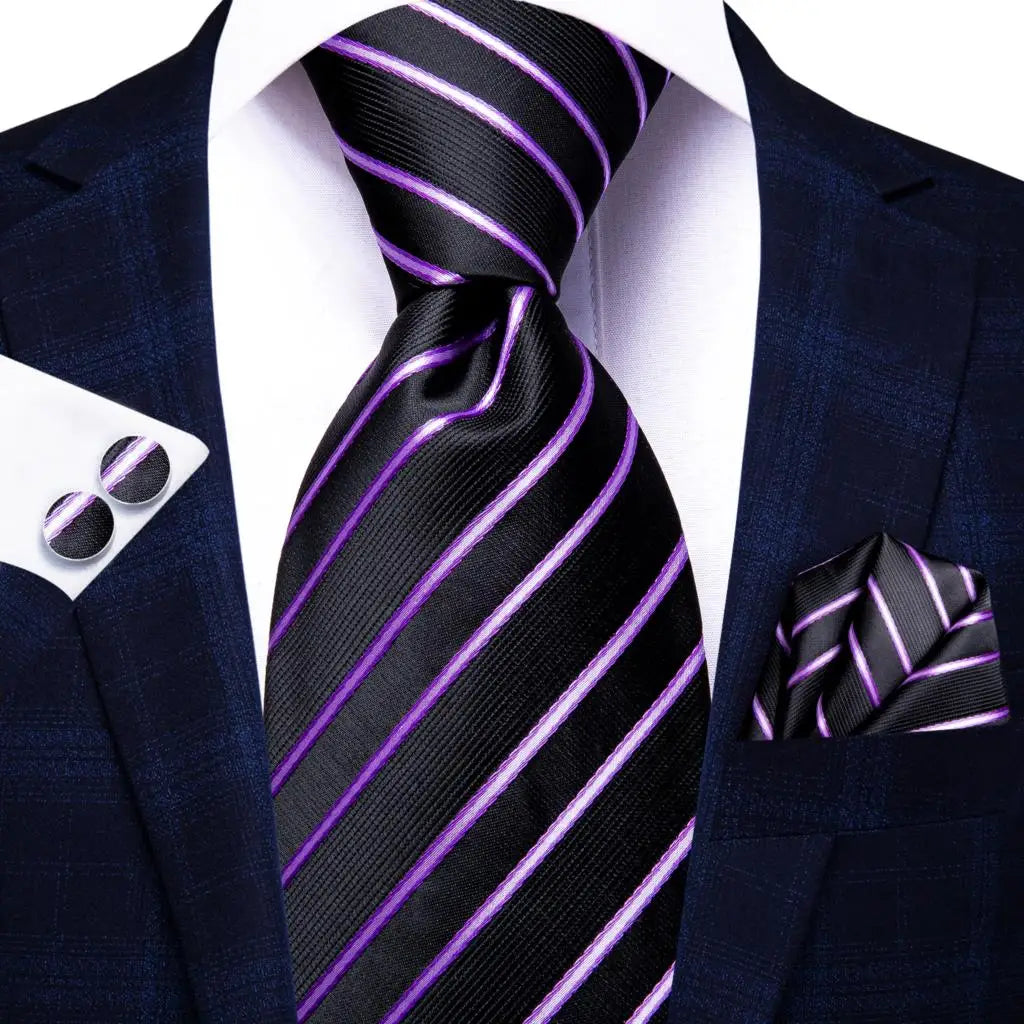 Coffret Cravate Mariage Homme avec Pochette et Manchettes