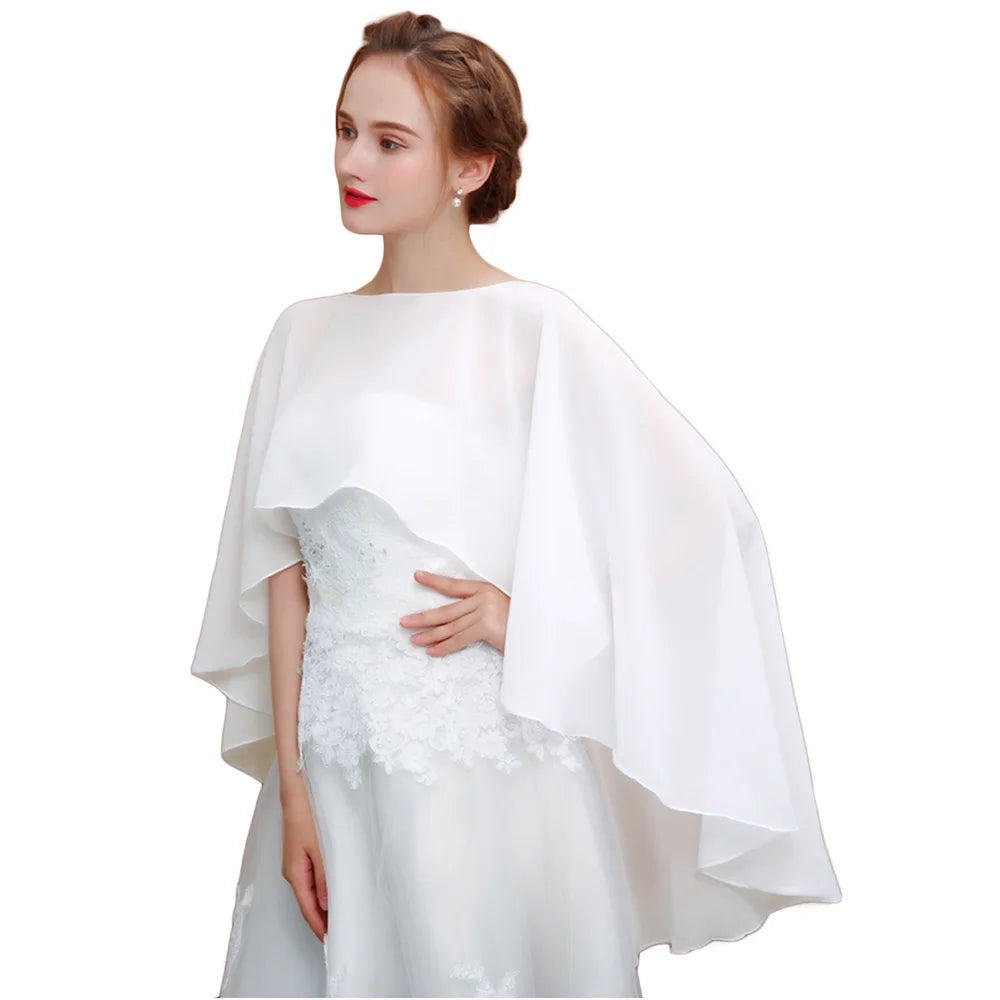 Étole Mariée Cape Mousseline Asymétrique
