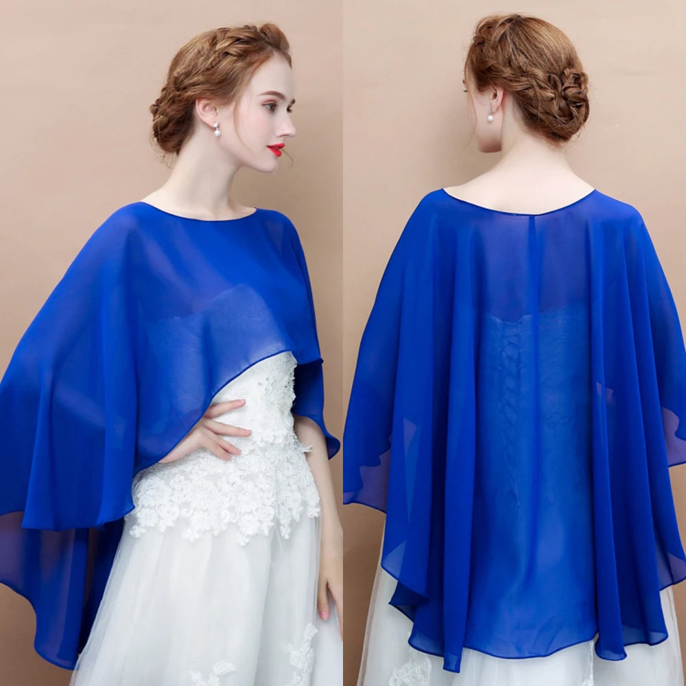 Étole Mariée Cape Mousseline Asymétrique