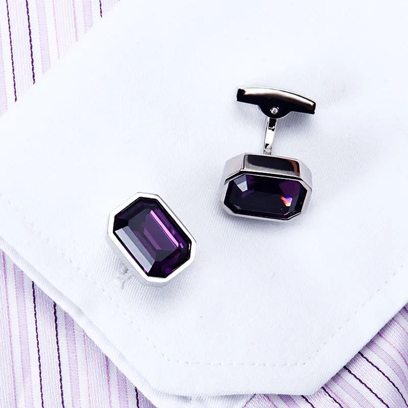 Bouton de manchette mariage cristal violet — vue 4