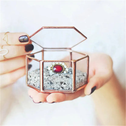 Boîte Alliance Mariage Verre Géométrique