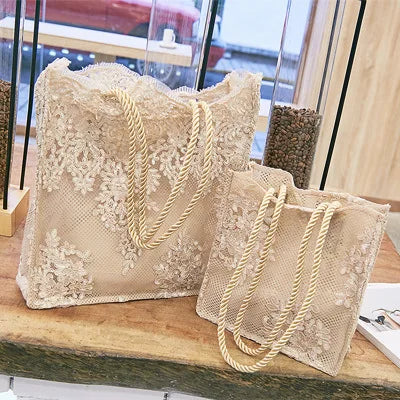 Sac mariée cabas en dentelle