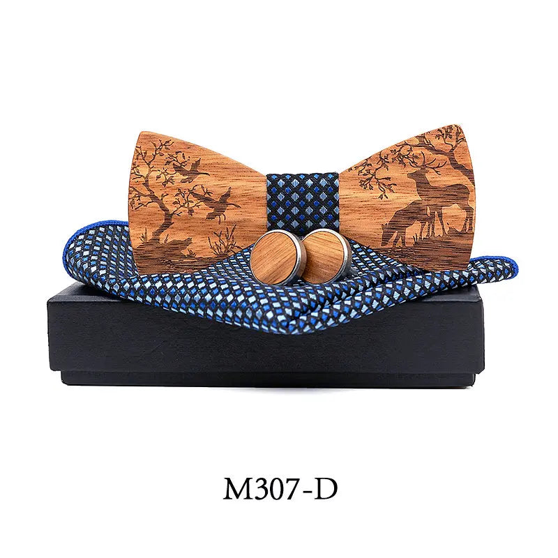 Nœud Papillon Mariage Bois Gravé Cerf — vue 7