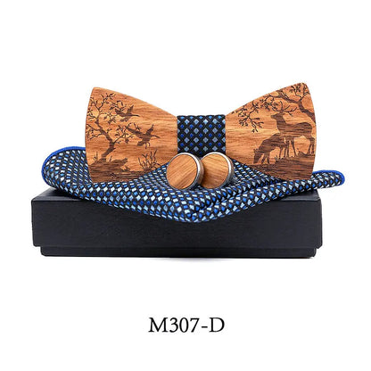 Nœud Papillon Mariage Bois Gravé Cerf — vue 7