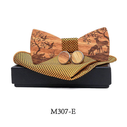 Nœud Papillon Mariage Bois Gravé Cerf — vue 8