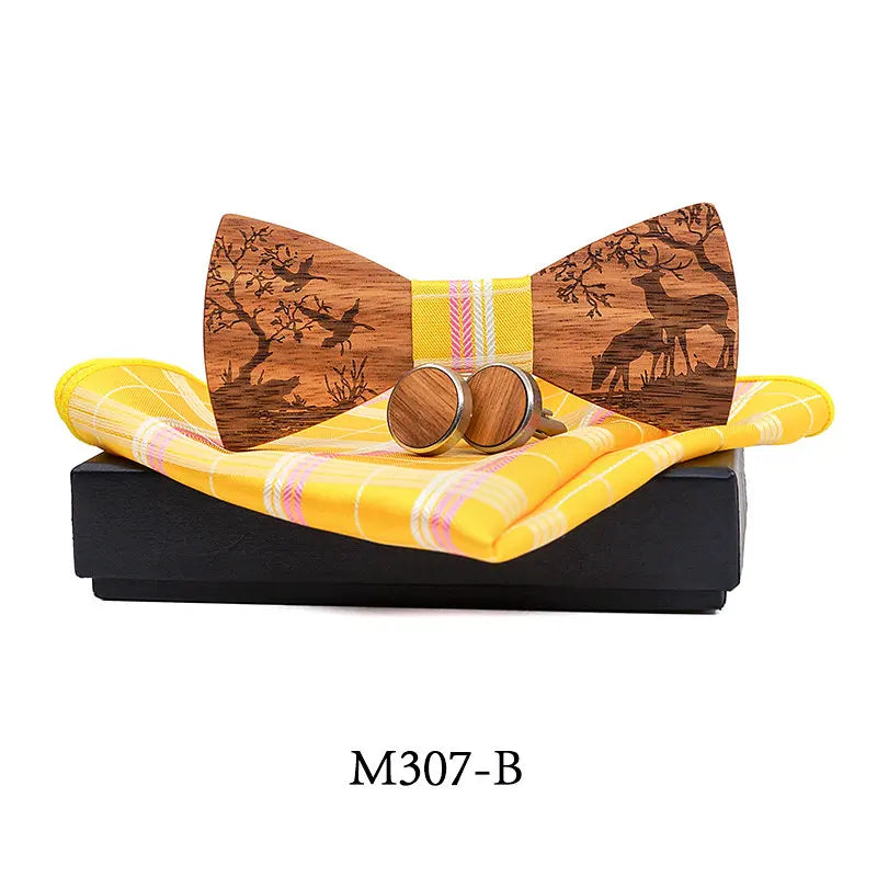 Nœud Papillon Mariage Bois Gravé Cerf — vue 9