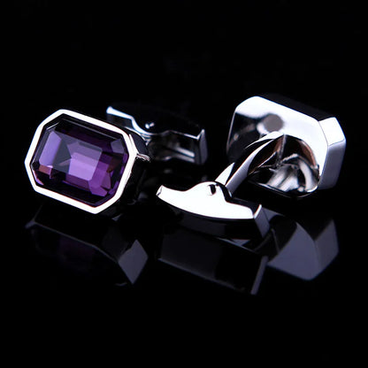 Bouton de manchette mariage cristal violet — vue 3