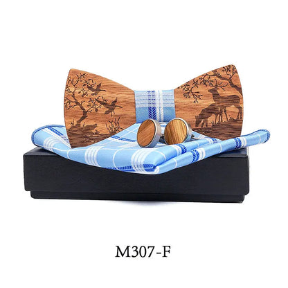 Nœud Papillon Mariage Bois Gravé Cerf — vue 12