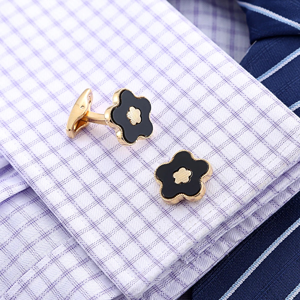 Boutons de manchette mariage motif floral — vue 4