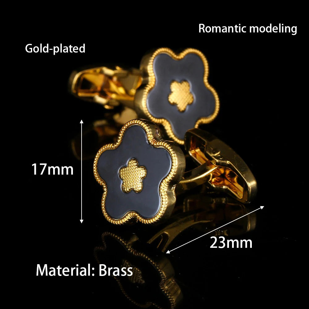 Boutons de manchette mariage motif floral — vue 3