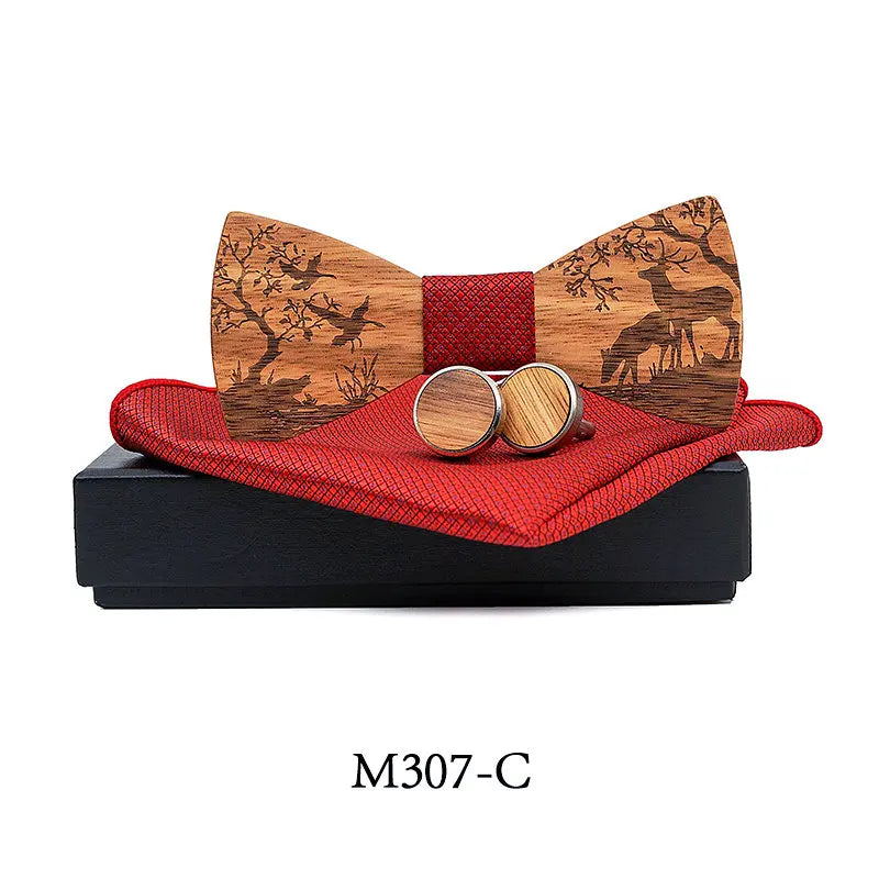 Nœud Papillon Mariage Bois Gravé Cerf — vue 10