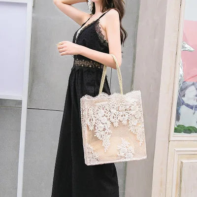 Sac mariée cabas en dentelle