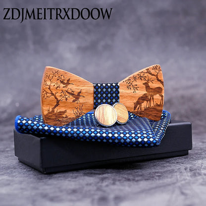Nœud Papillon Mariage Bois Gravé Cerf — vue 5