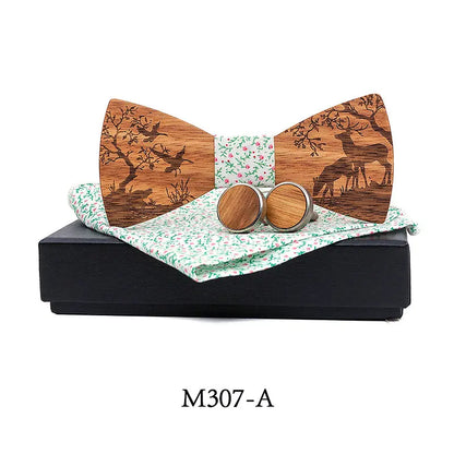 Nœud Papillon Mariage Bois Gravé Cerf — vue 11