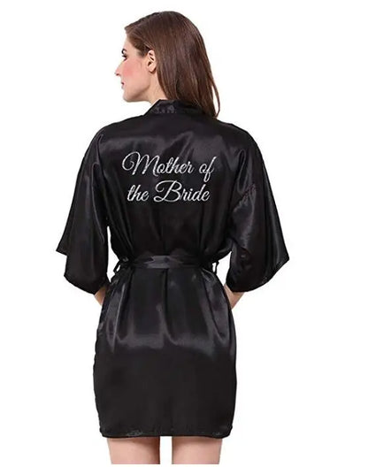 Peignoir Satin Noir Lettrage Argenté — vue 9