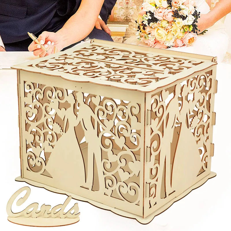 Urne mariage bois ajourée dix motifs au choix