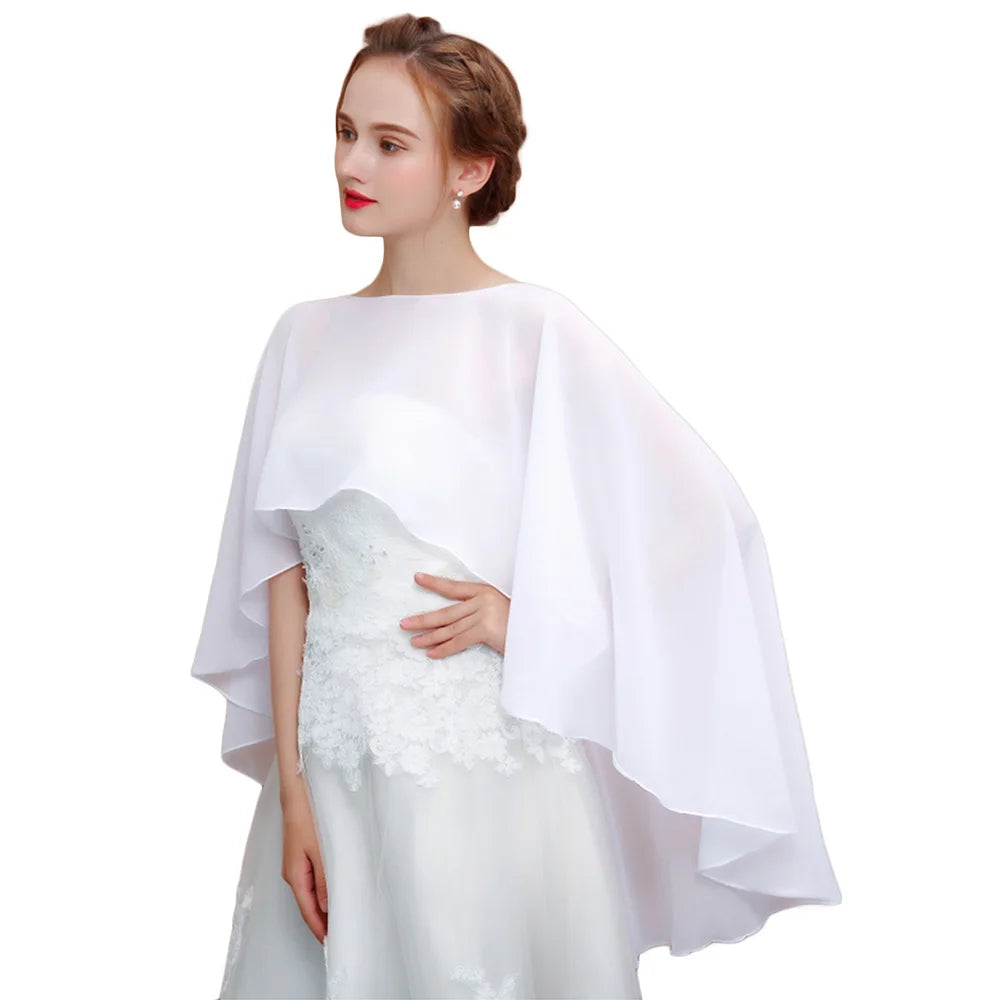 Étole Mariée Cape Mousseline Asymétrique