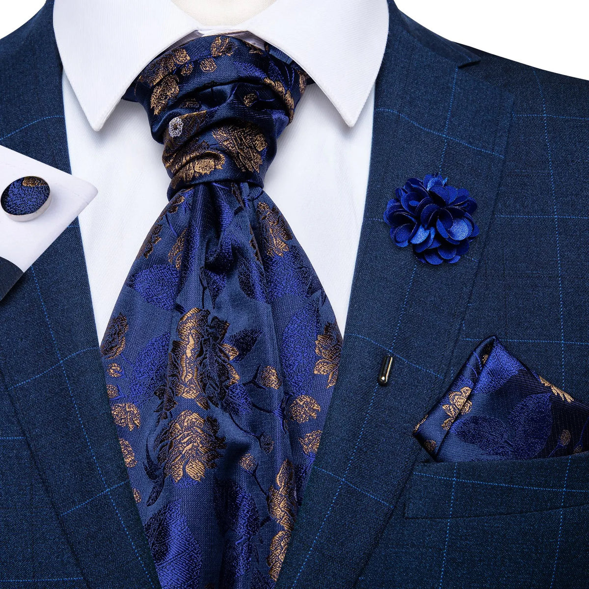 Cravate mariage lavallière cachemire et pochette — vue 12