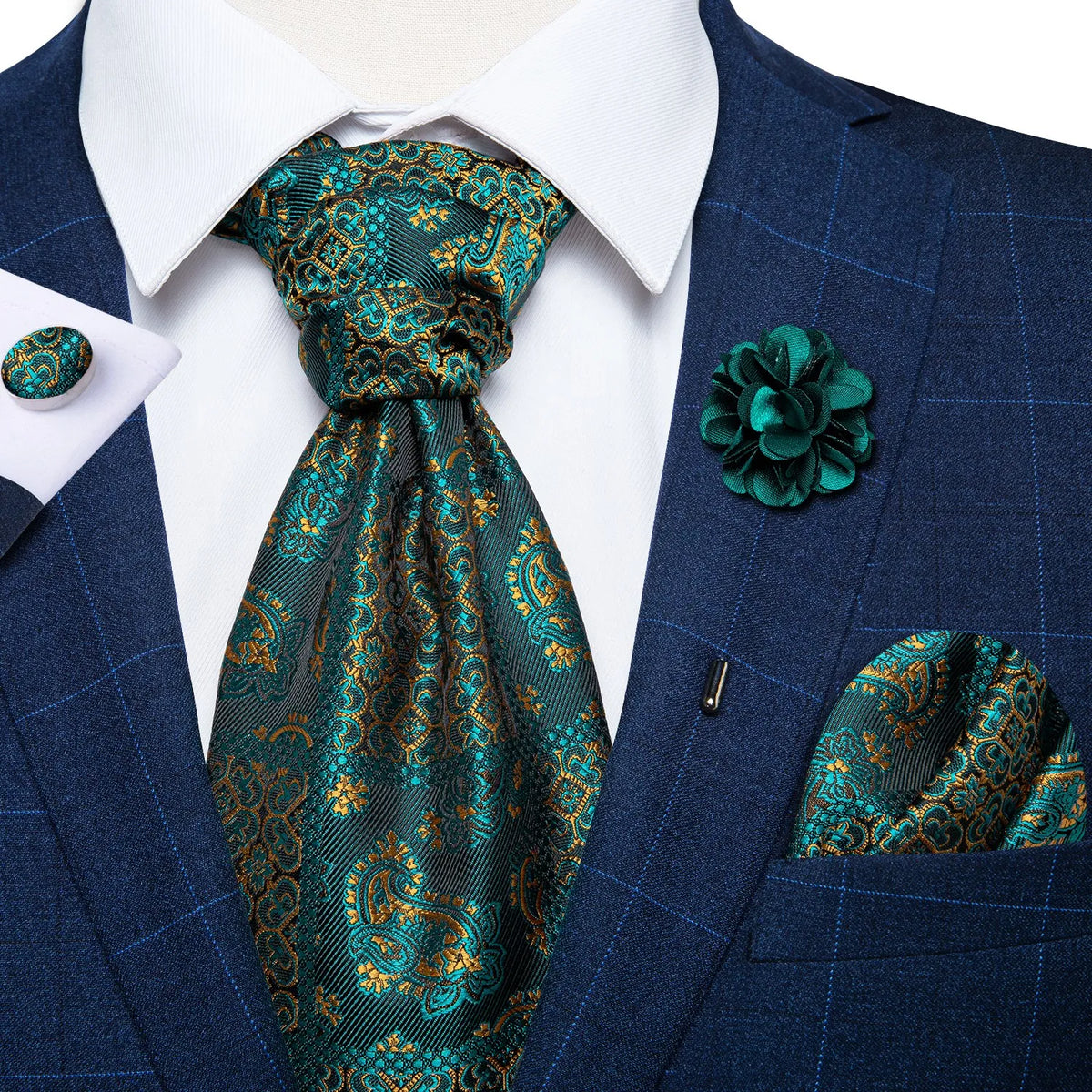 Cravate mariage lavallière cachemire et pochette — vue 21