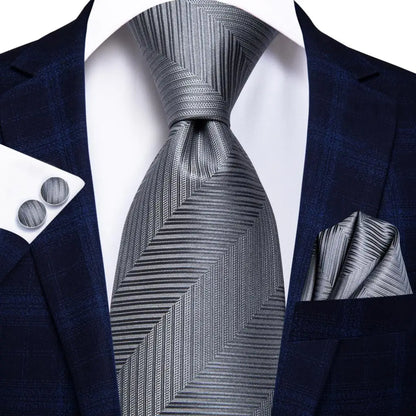 Coffret Cravate Mariage Homme avec Pochette et Manchettes