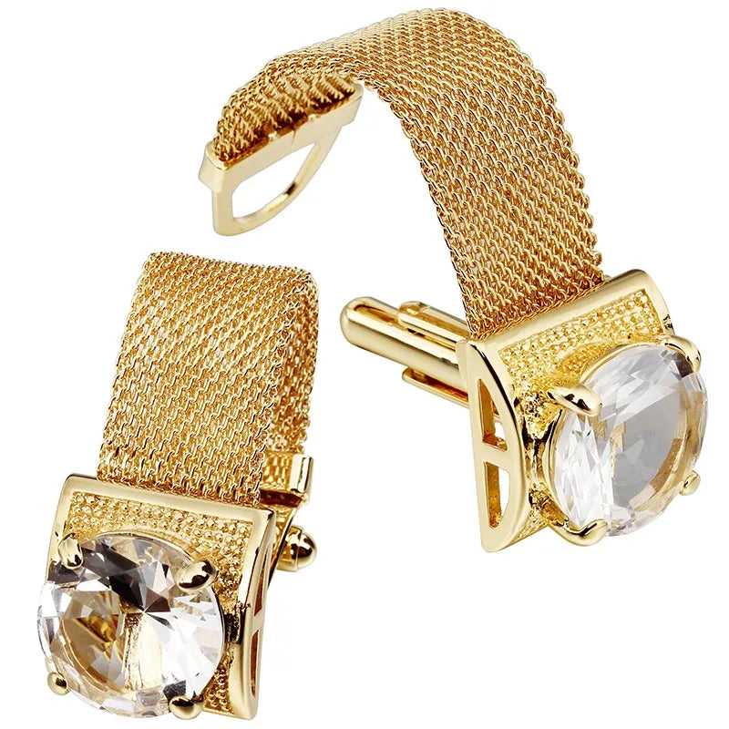 Boutons de Manchette Cristal à Chaîne