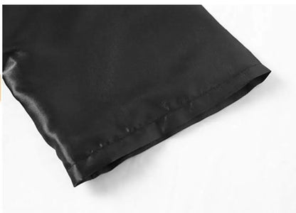 Peignoir Satin Noir Lettrage Argenté — vue 6