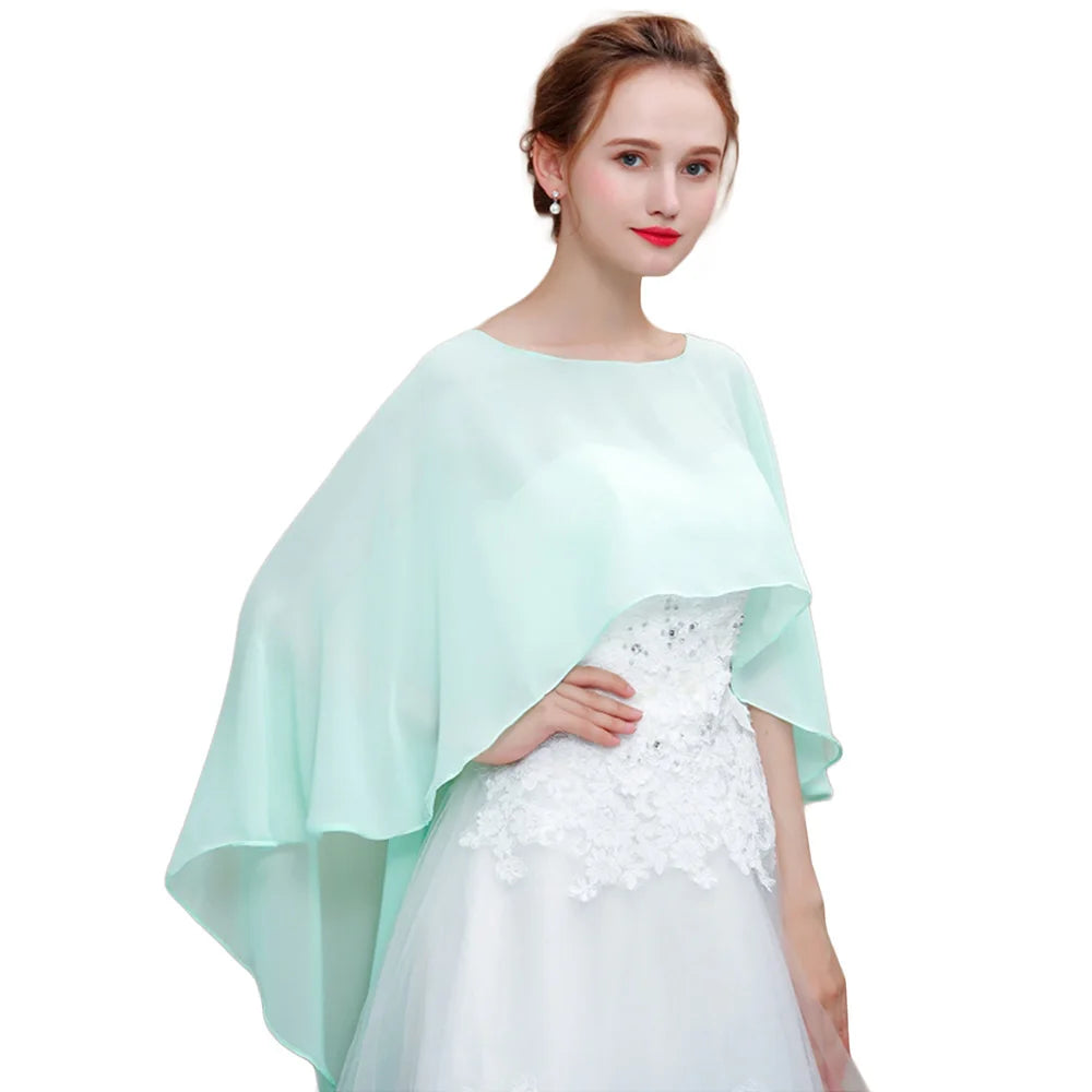 Étole Mariée Cape Mousseline Asymétrique