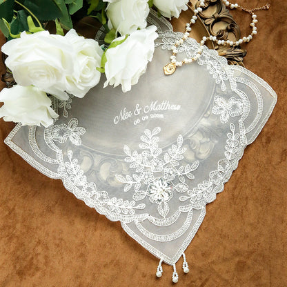 Mouchoir Mariage Personnalisé Brodé Dentelle