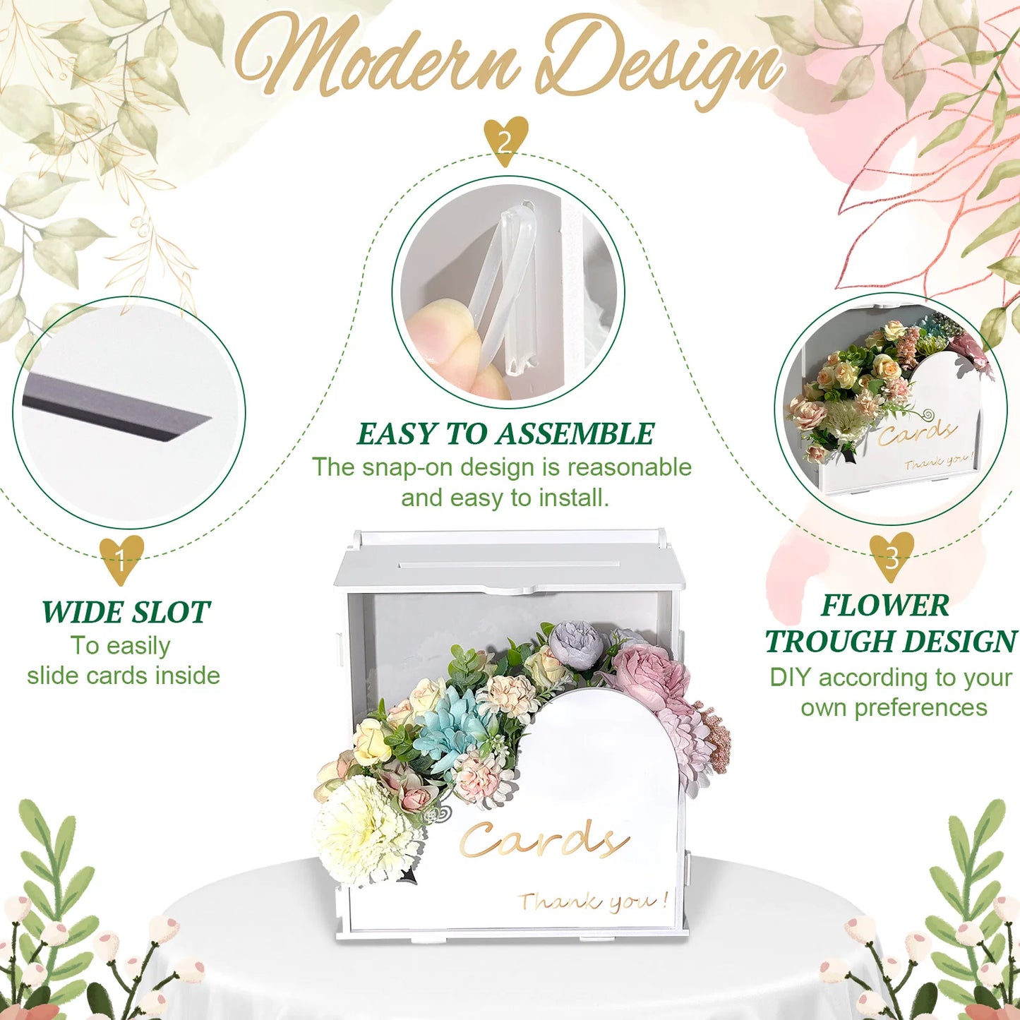 Urne mariage blanche cœur floral