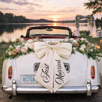 Nœud décoration voiture mariage satin