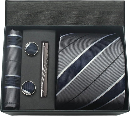 Coffret Cravate Mariage 8 cm Pochette Pince et Manchettes