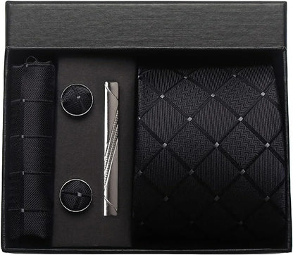 Coffret Cravate Mariage 8 cm Pochette Pince et Manchettes