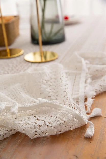 Nappe Dentelle Champêtre Pompons Mariage