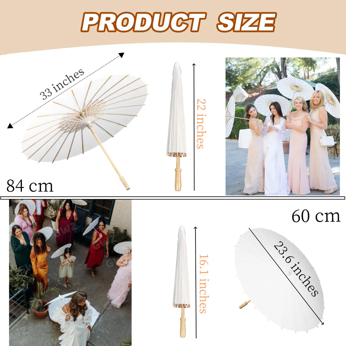 Ombrelles papier mariage en bambou