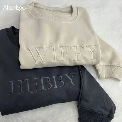 Sweat Brodé Personnalisé Wifey Hubby