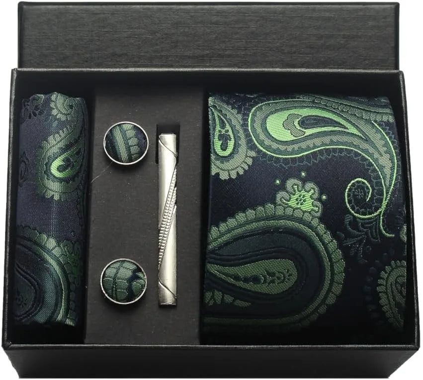 Coffret cravate mariage pochette et boutons manchette