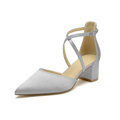 Escarpins Mariée Satin Talon Carré