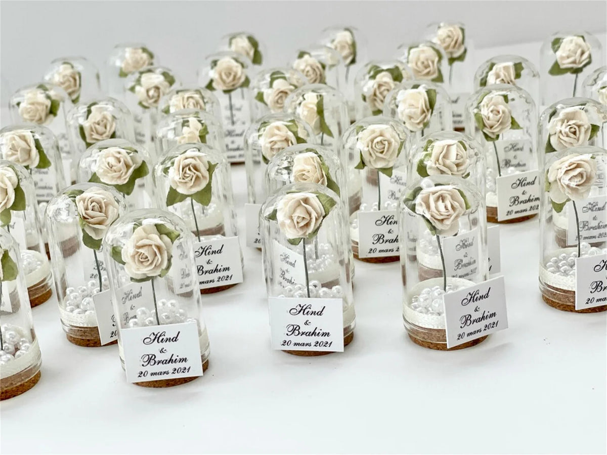 Cadeau invité mariage rose sous cloche — vue 23
