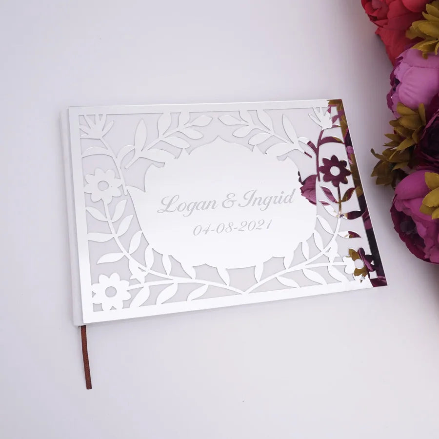 Livre d'Or Mariage Miroir Personnalisé Format Paysage 25x18 cm