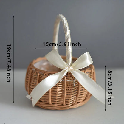 Panier fille d'honneur en osier ruban satin