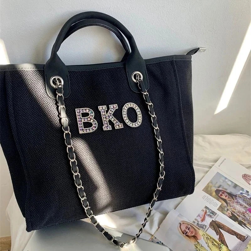 Tote Bag Personnalisé Initiales en Perles