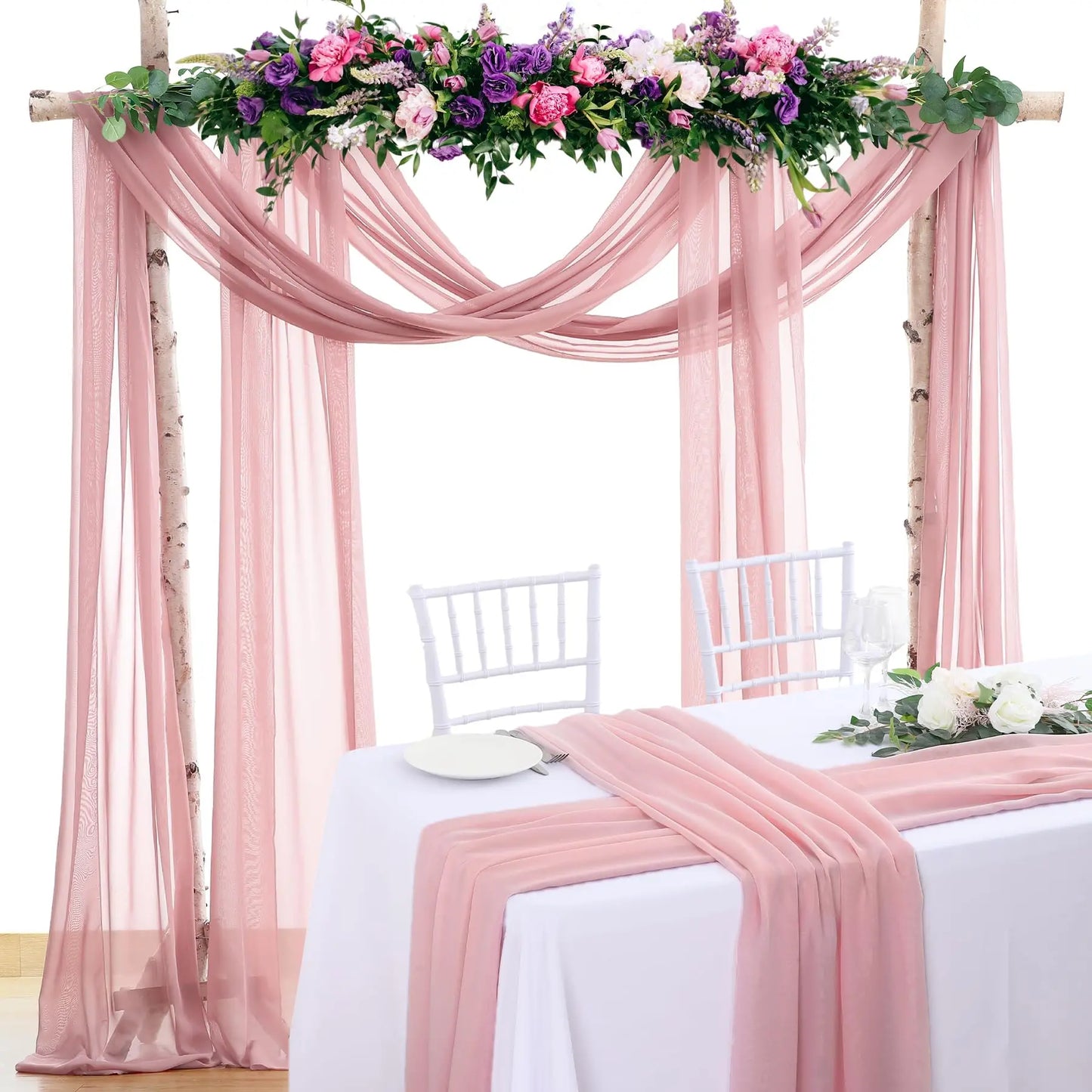 Voilage Arche Mariage Mousseline Fluide