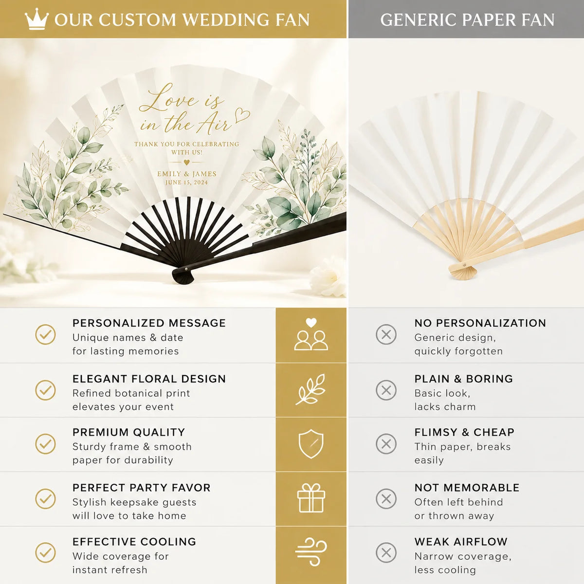 Éventail mariage personnalisable recto verso — vue 5