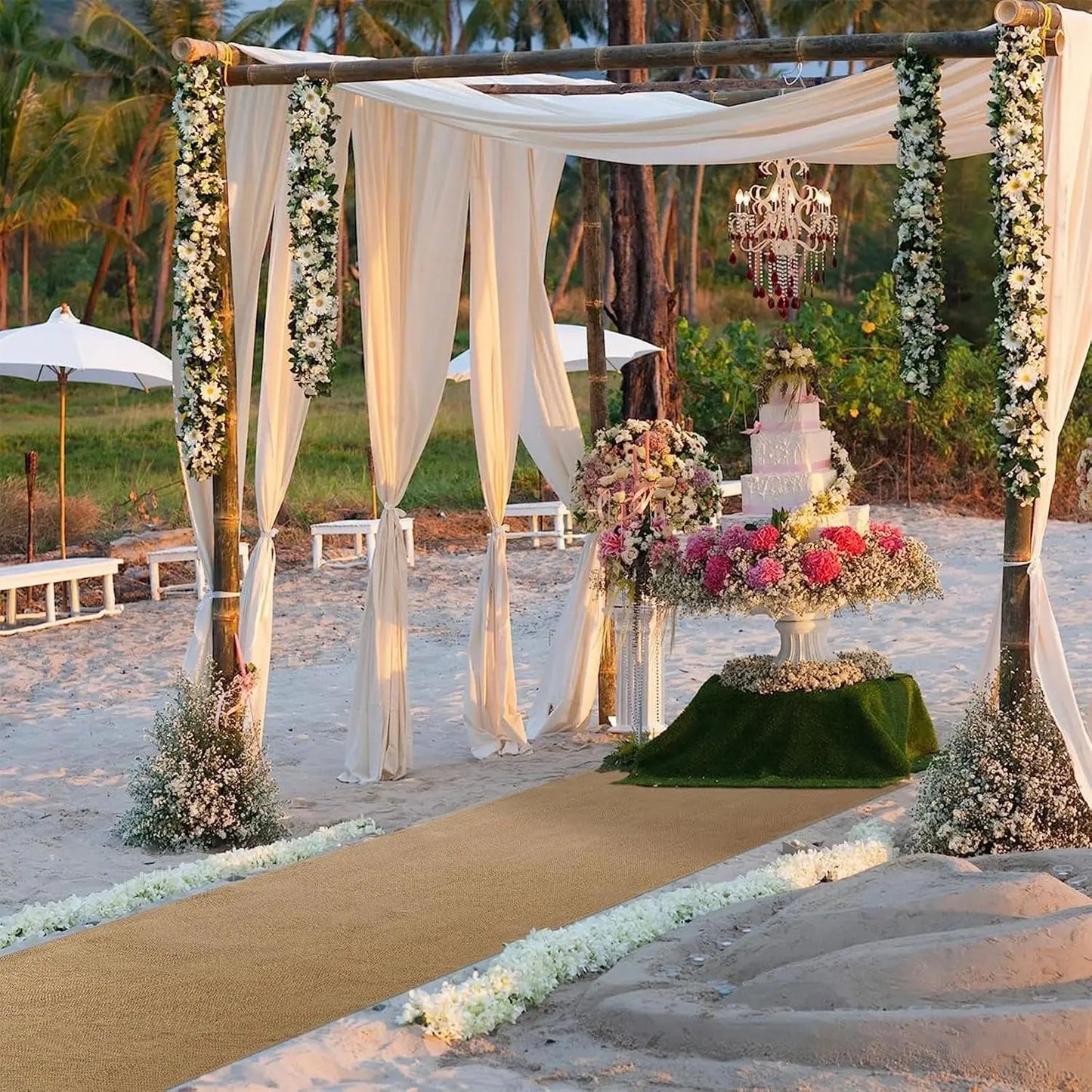 Tapis d'allée mariage jute champêtre