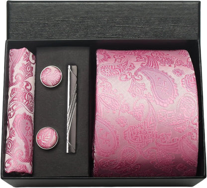 Coffret cravate mariage pochette et boutons manchette