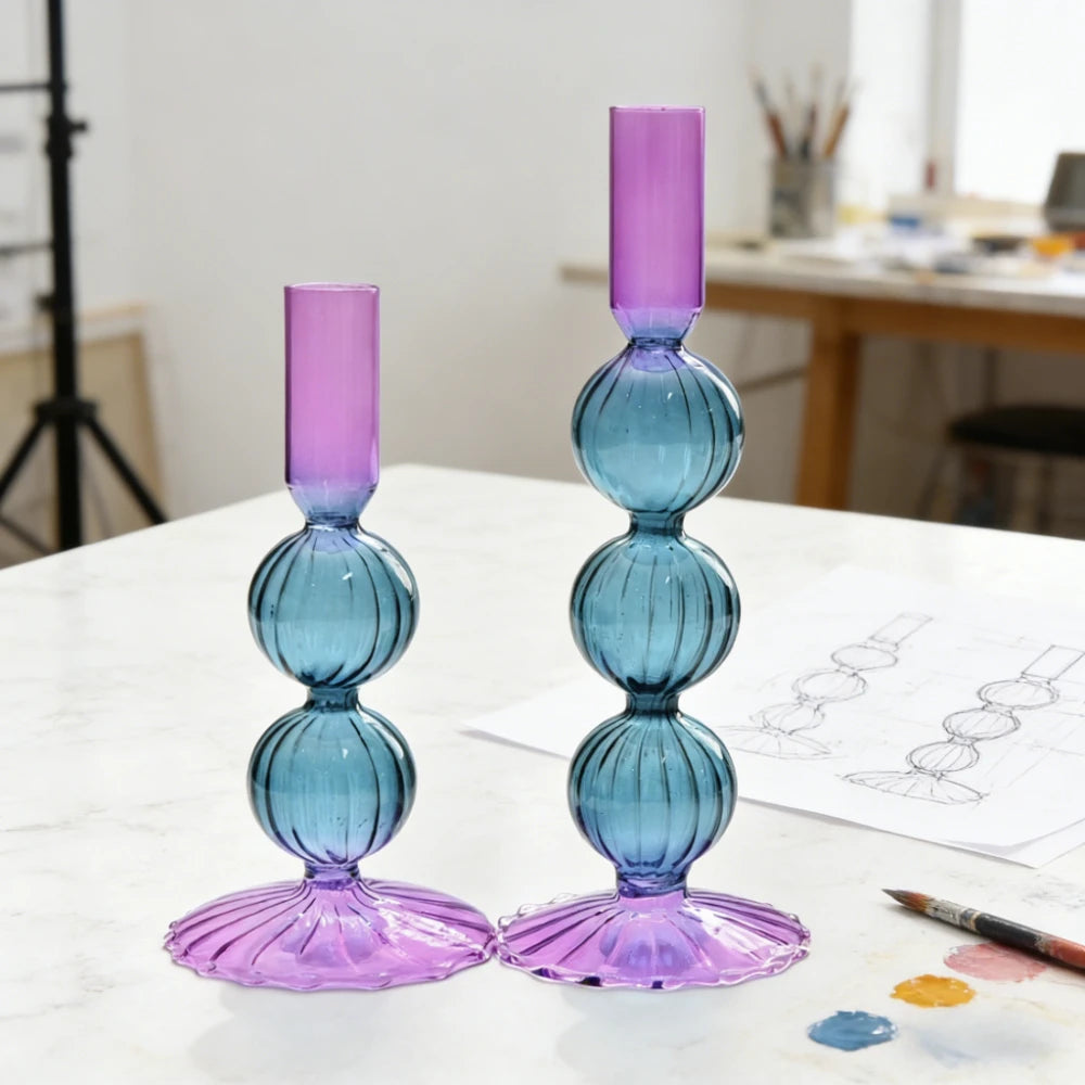 Bougeoir Vase Verre Coloré Mariage — vue 4