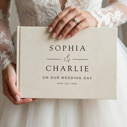 Livre d'or mariage lin A4 personnalisé