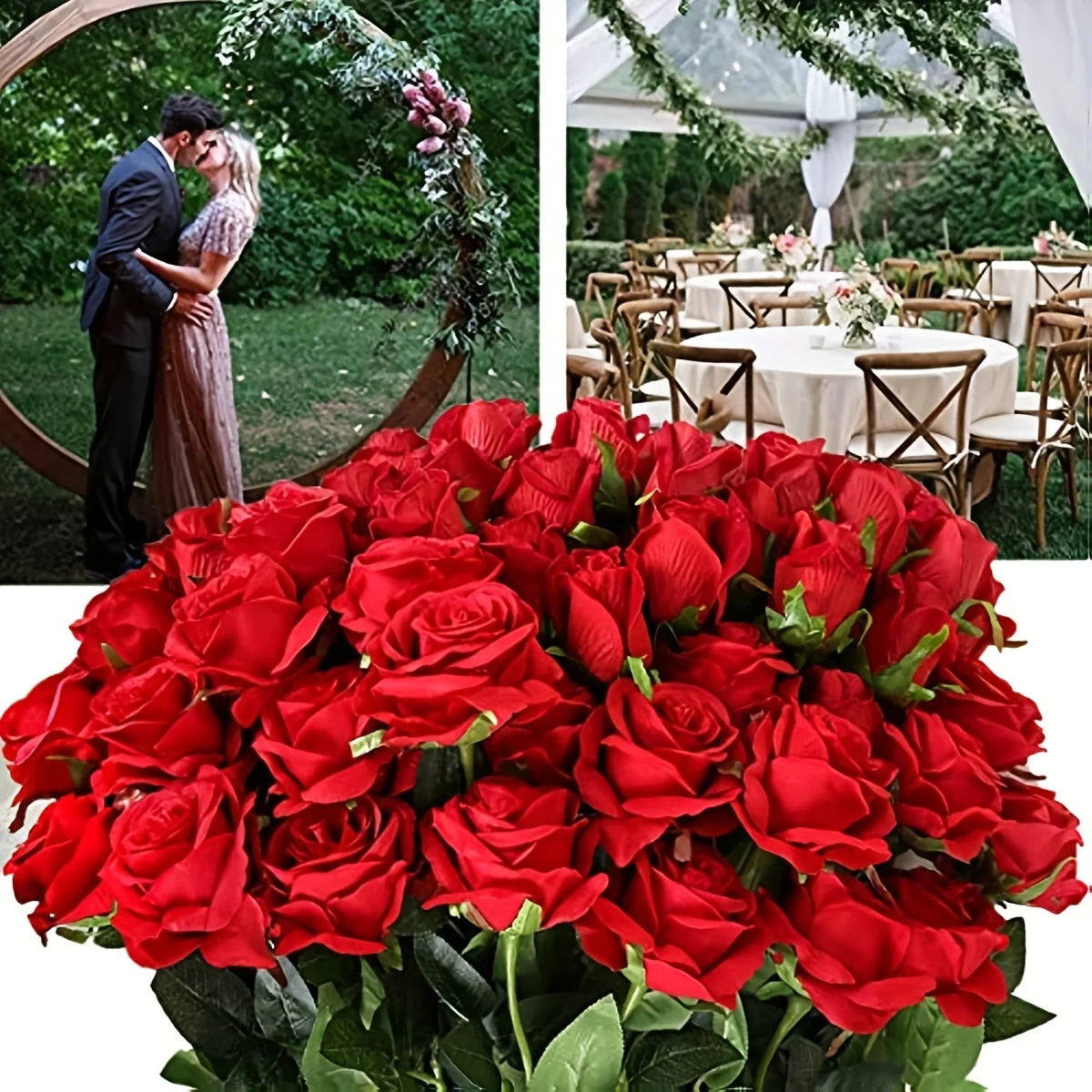 Fleurs artificielles mariage roses 12 tiges