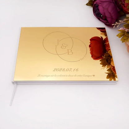 Livre d'Or Mariage Miroir Personnalisé Format Paysage 25x18 cm